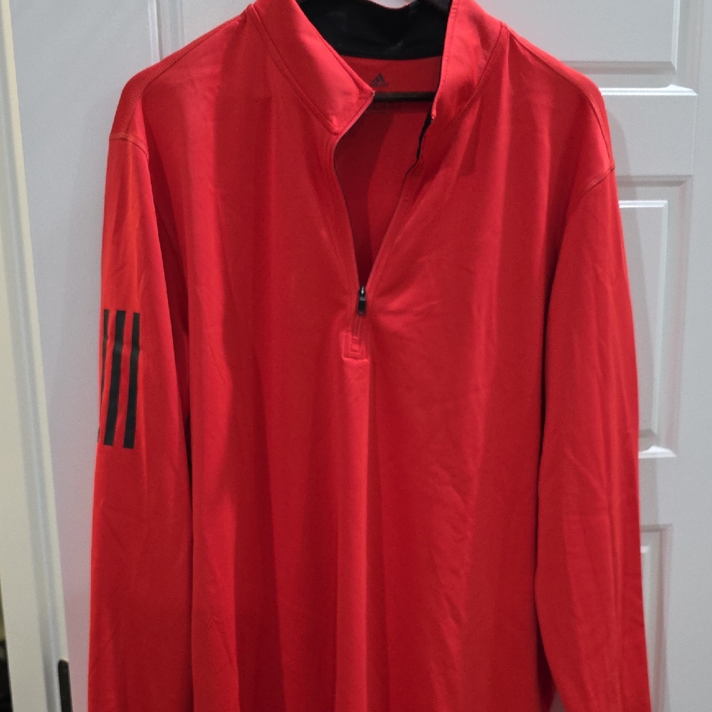 Adidas GOLF ORANGE Half-Zip Top with Black Stripes